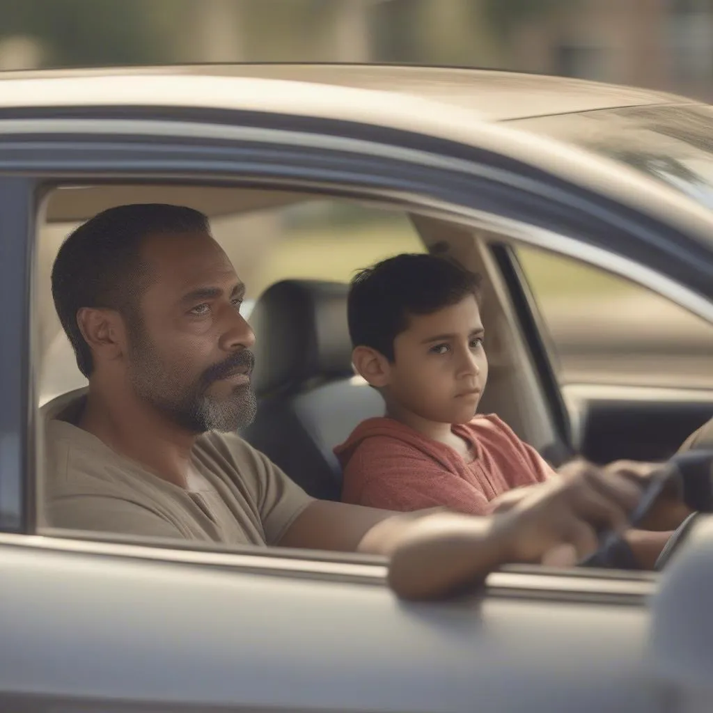 Father and Son Driving Together