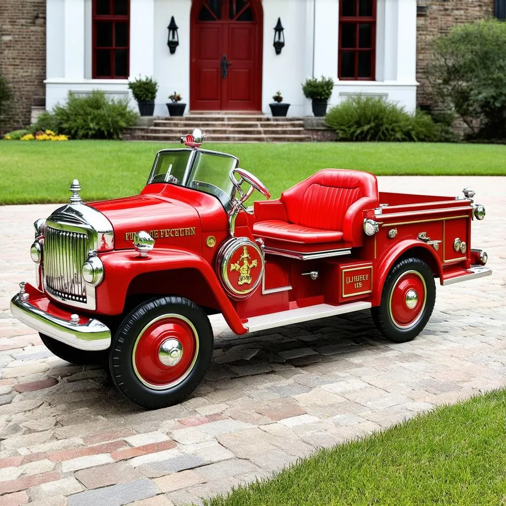 Red fire engine pedal car