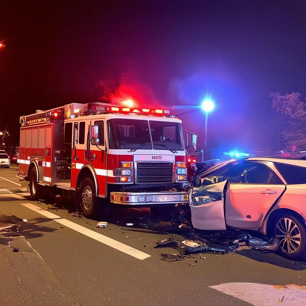 Fire Truck Accident at Busy Intersection