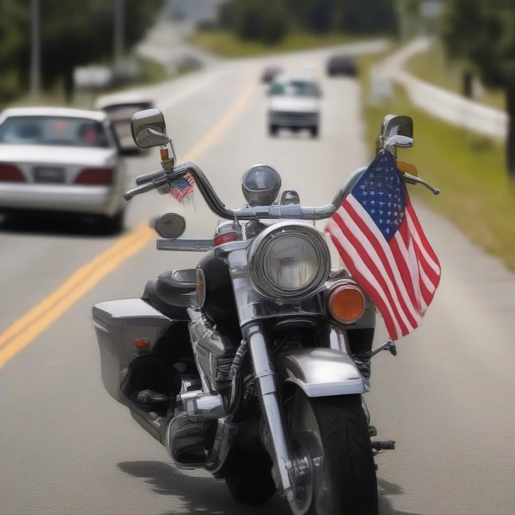 Flag Holder on a Motorcycle