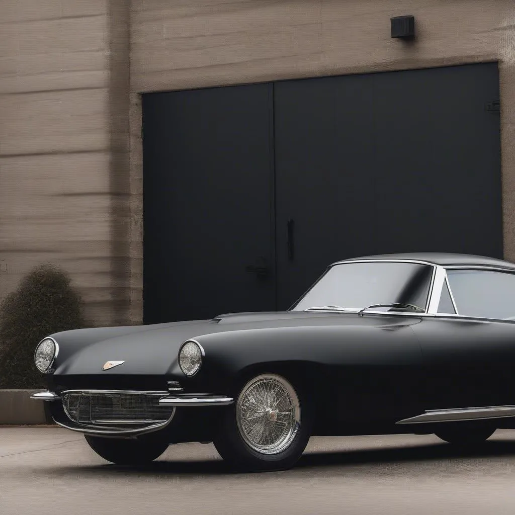 Flat black paint on a classic car