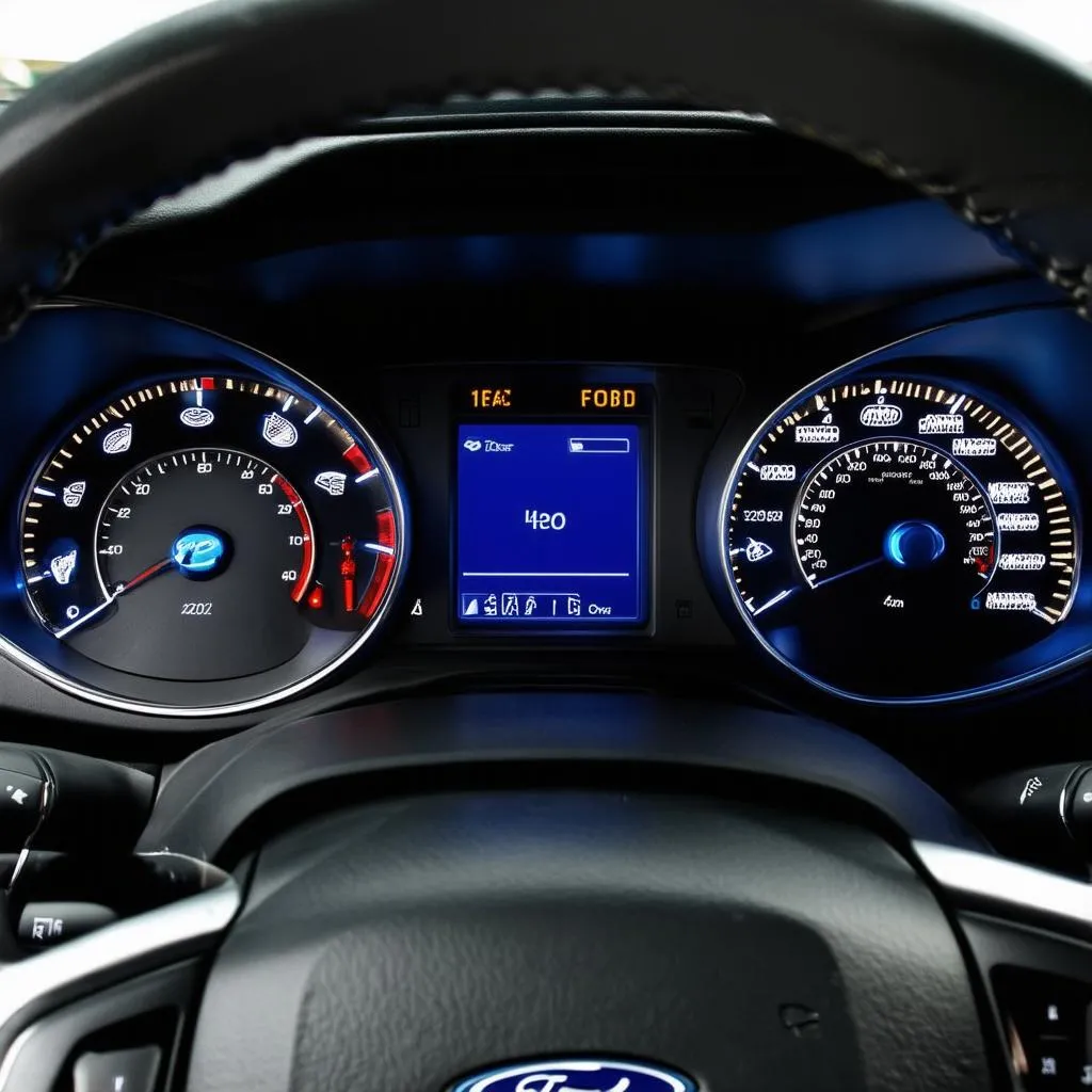 Ford Focus Dashboard with Check Engine Light