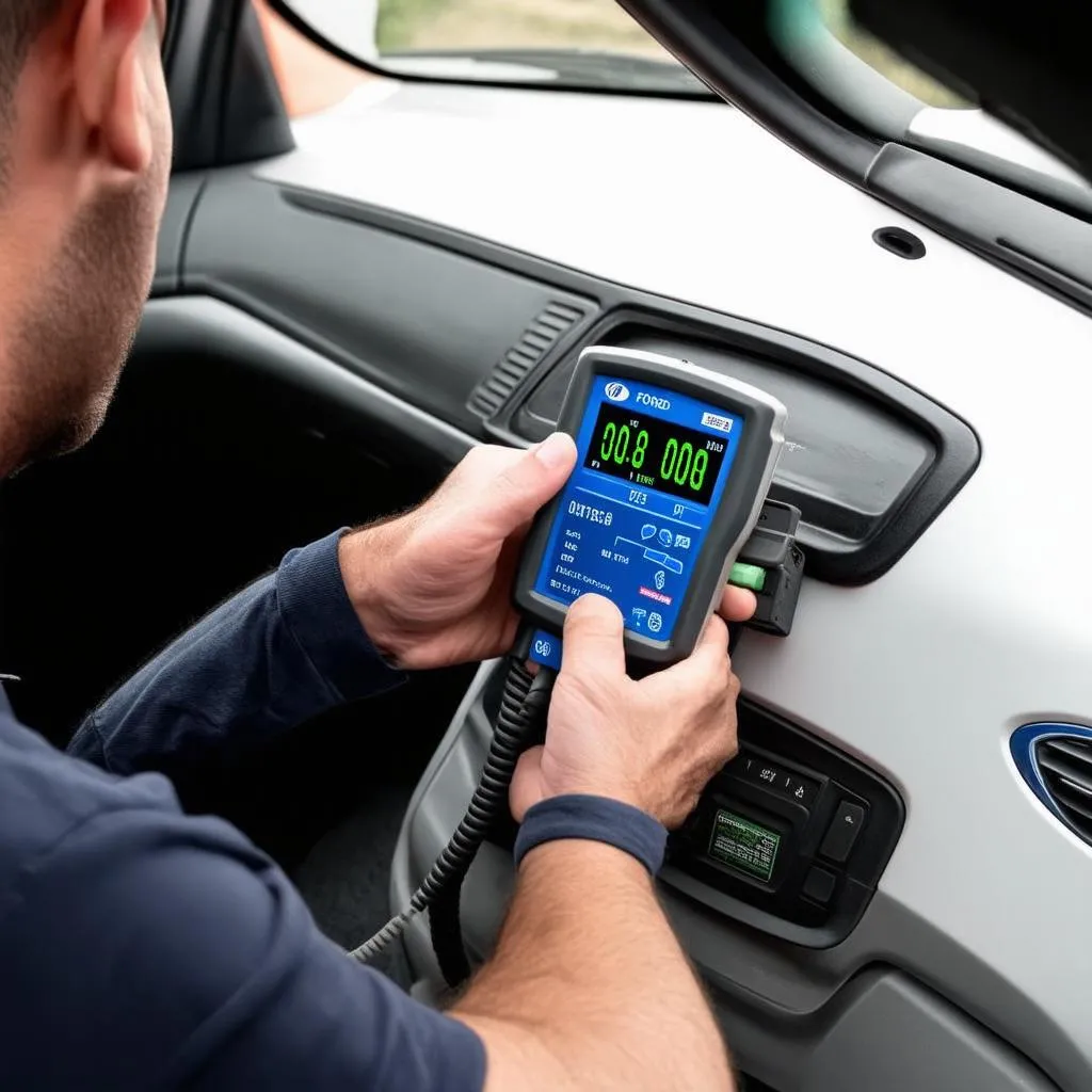 Ford Galaxy Diagnostic Scanner in Use