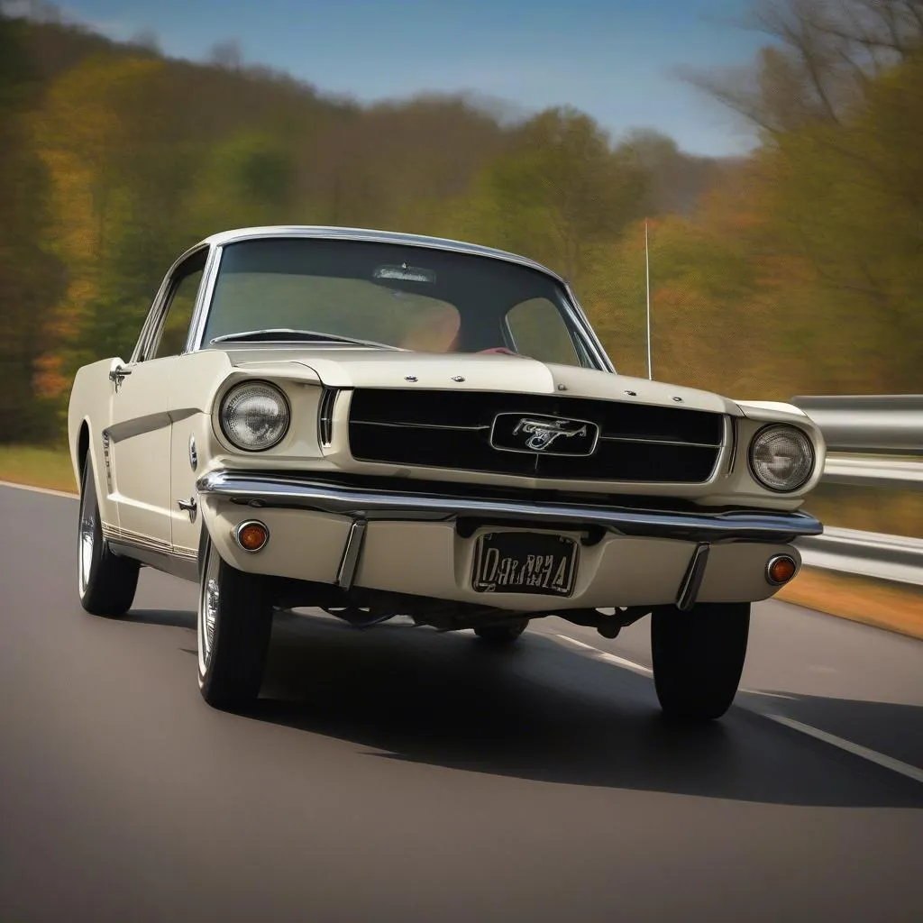 Classic Ford Mustang with Antique Plate