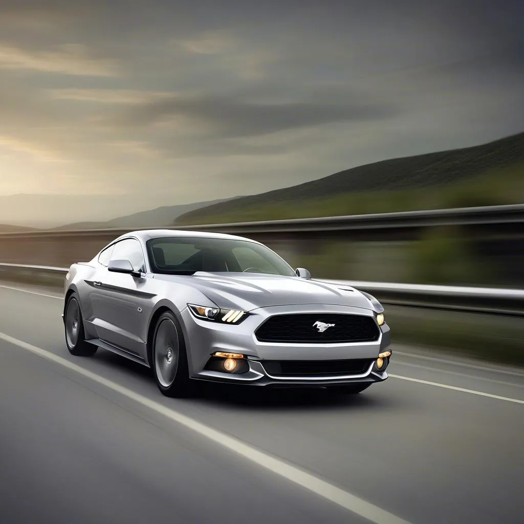 A 2015 Ford Mustang on the road