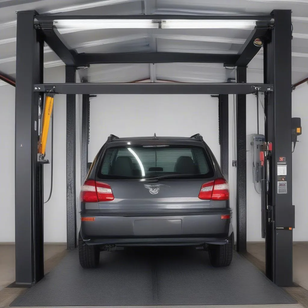 Four-post car lift for garage and shops