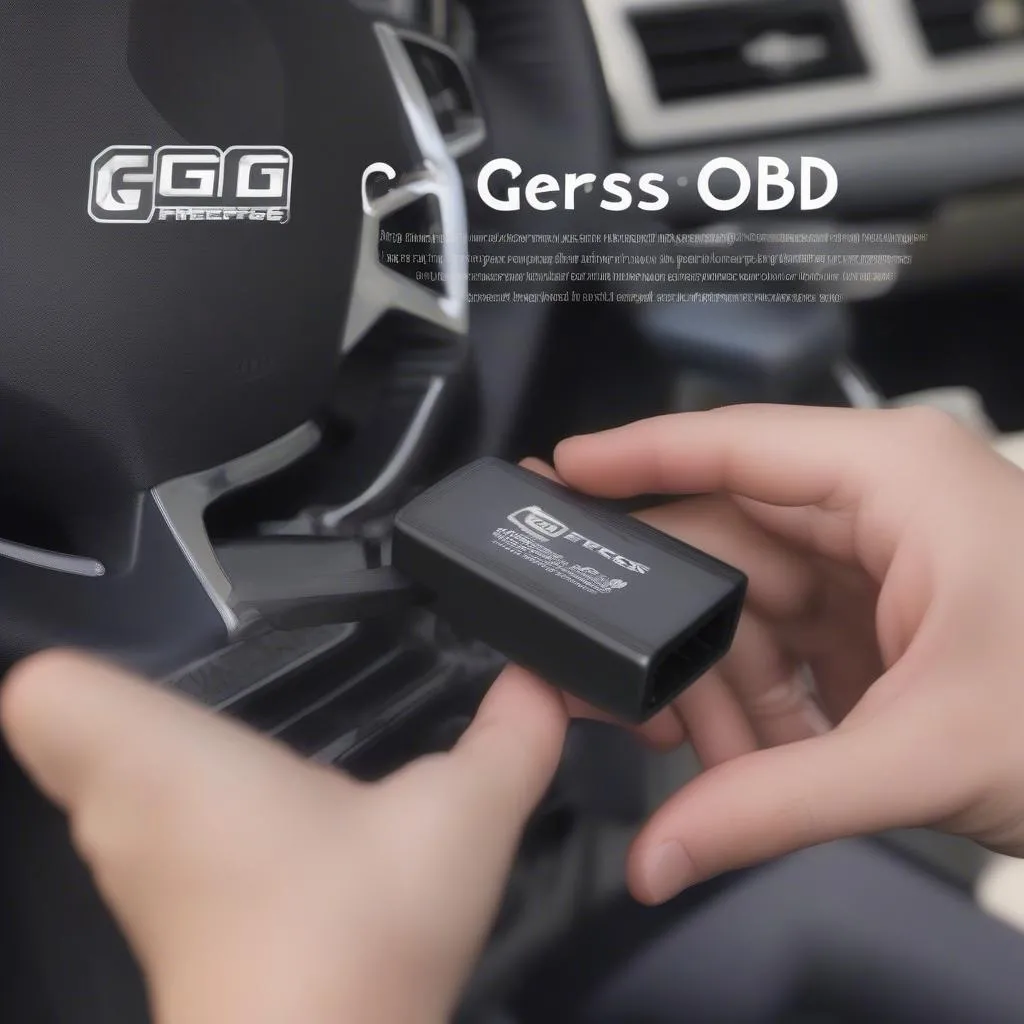 Ging Freecss OBD device connected to car's OBD port for diagnostics