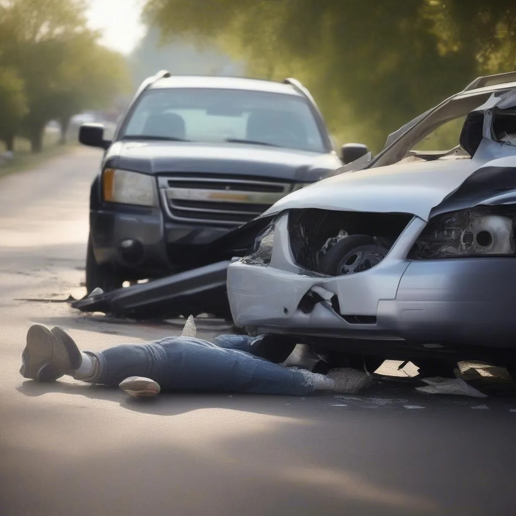 Car Accident Scene in Granbury, Texas