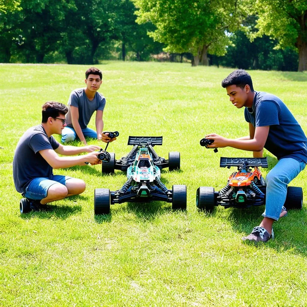 Group of Friends Playing with RC Cars