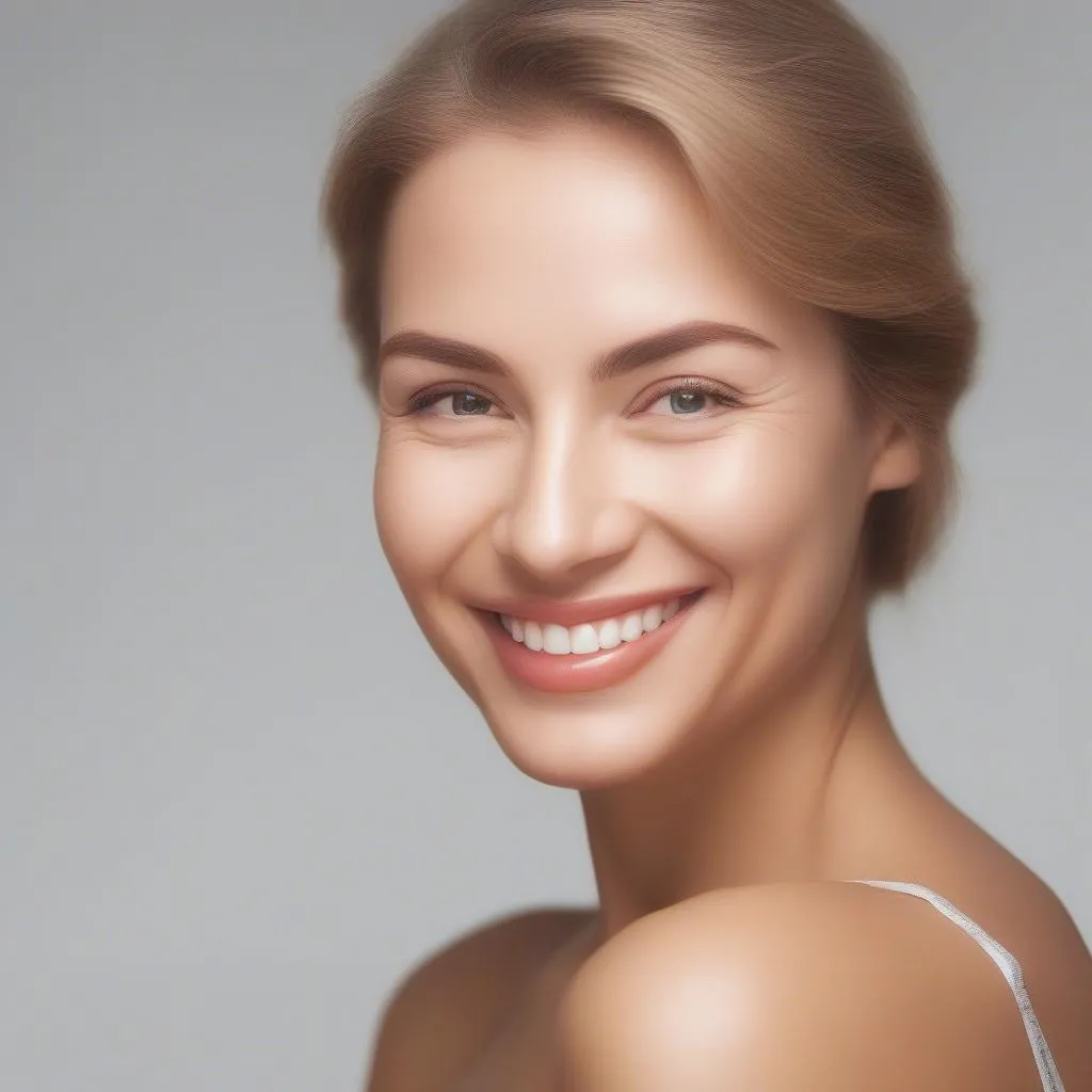 Happy woman with youthful skin