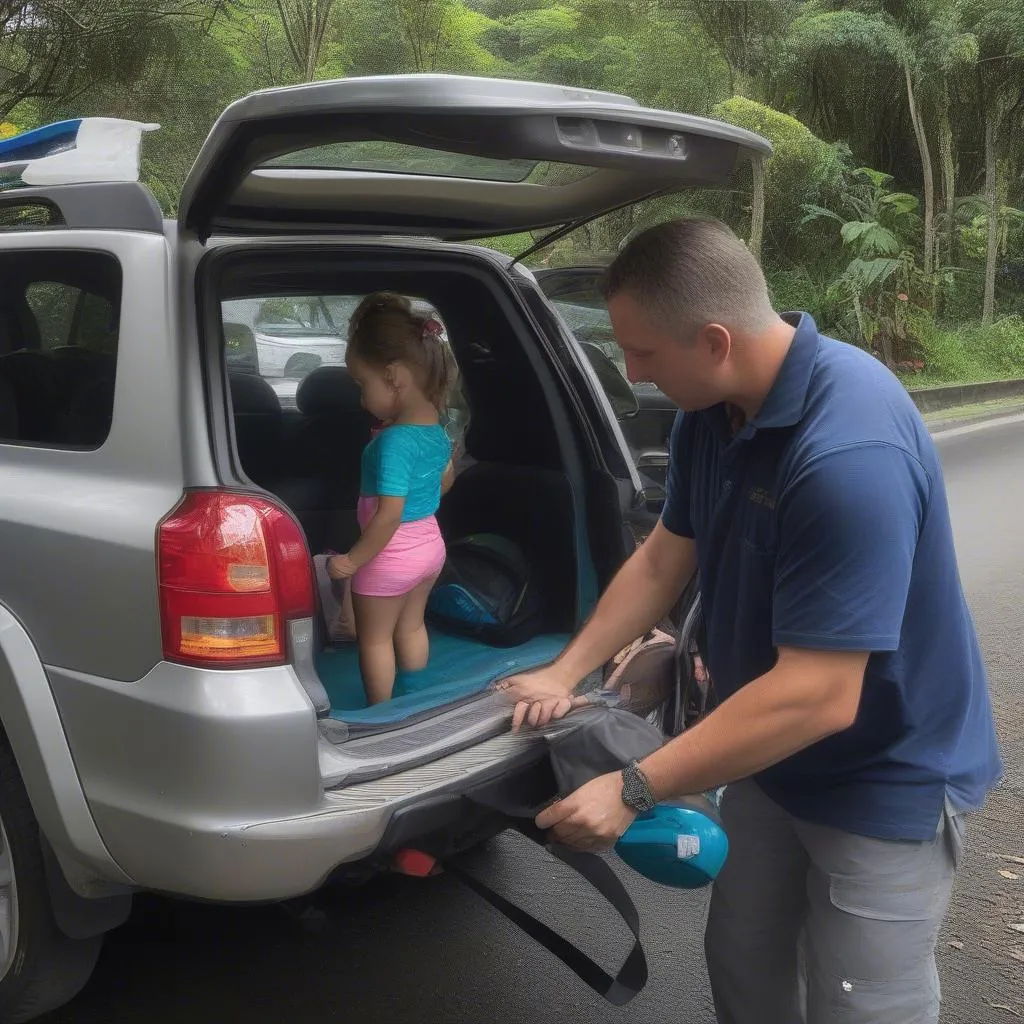 Installing Car Seat in Rental Car Costa Rica