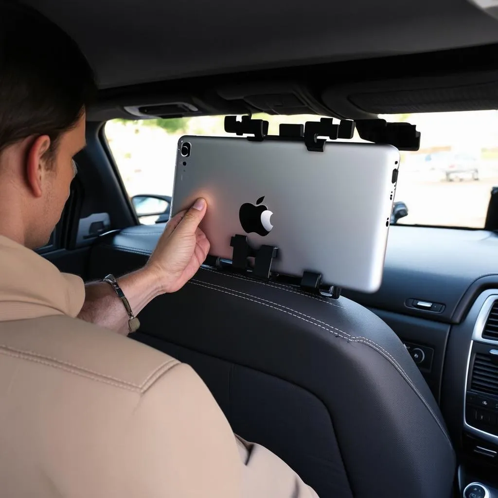 Installing an iPad car headrest mount