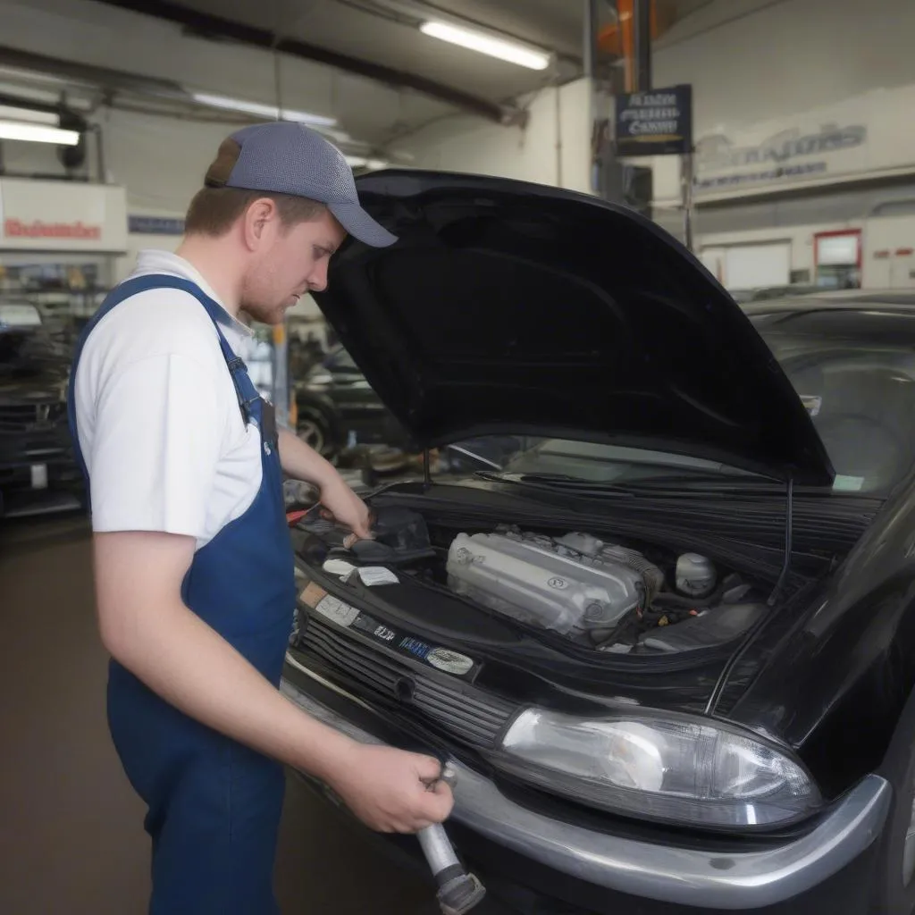 Mechanic inspecting a car in Ipswich