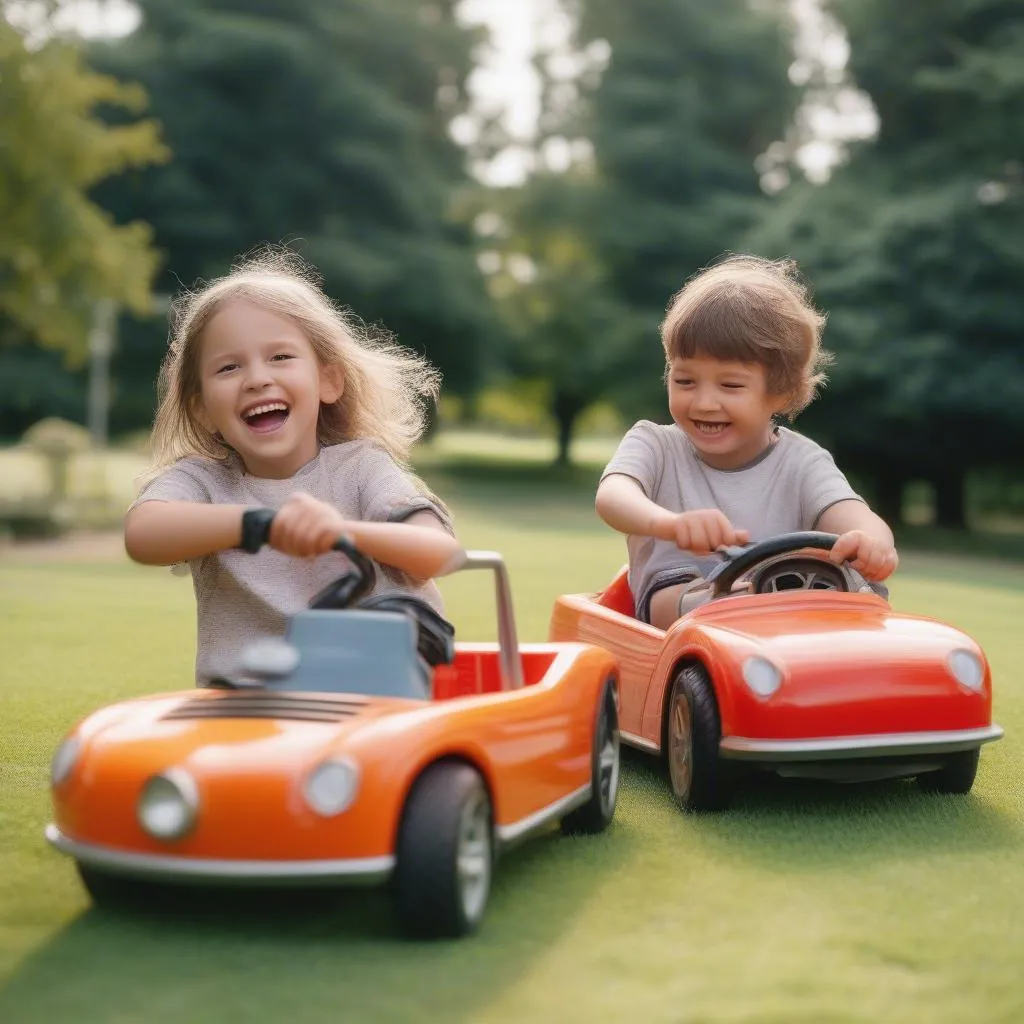 Kids playing with toy cars