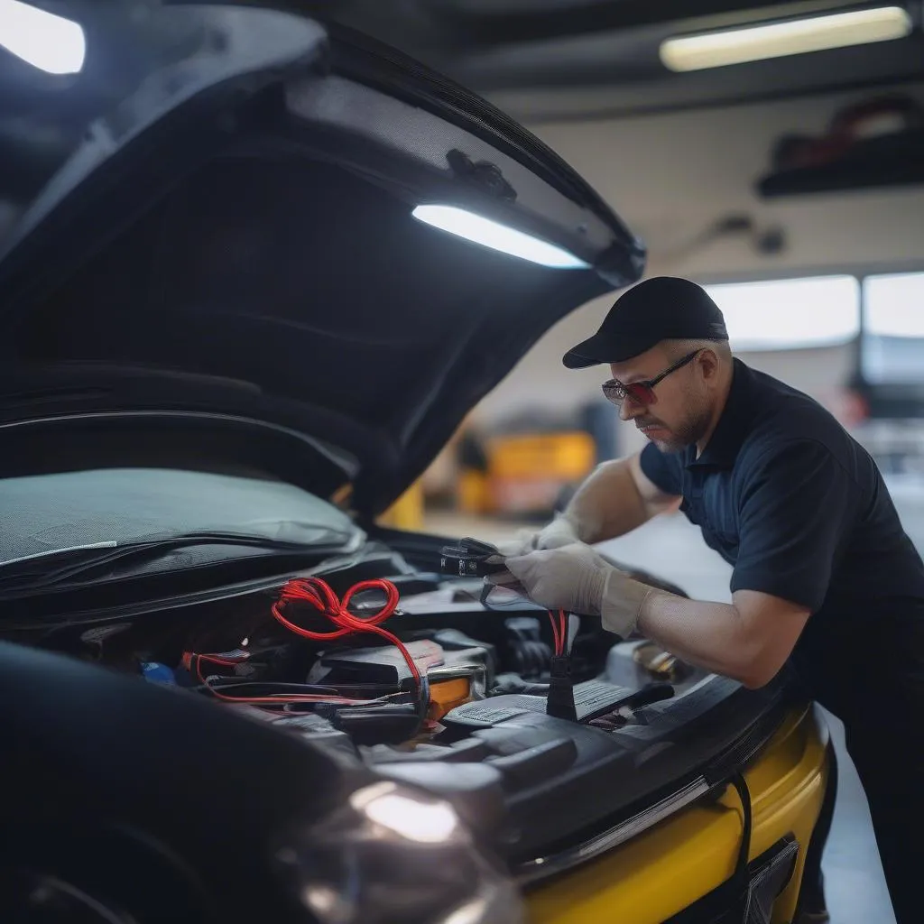 Mechanic Installing LED Lights