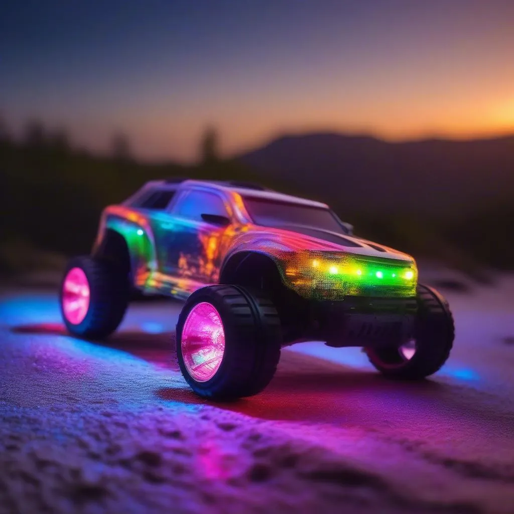 LED RC car with color-changing effects