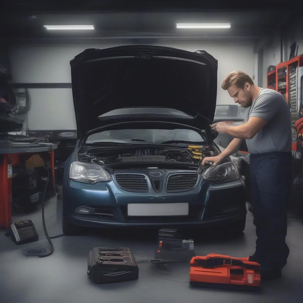 Leon S Kennedy OBD used for European car repair in a garage