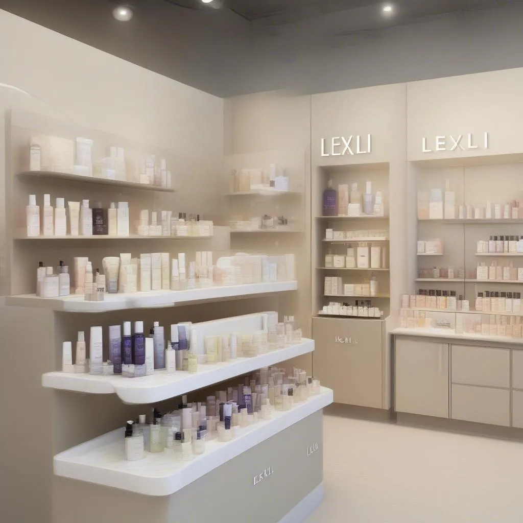 Lexli Skin Care Products On Shelf