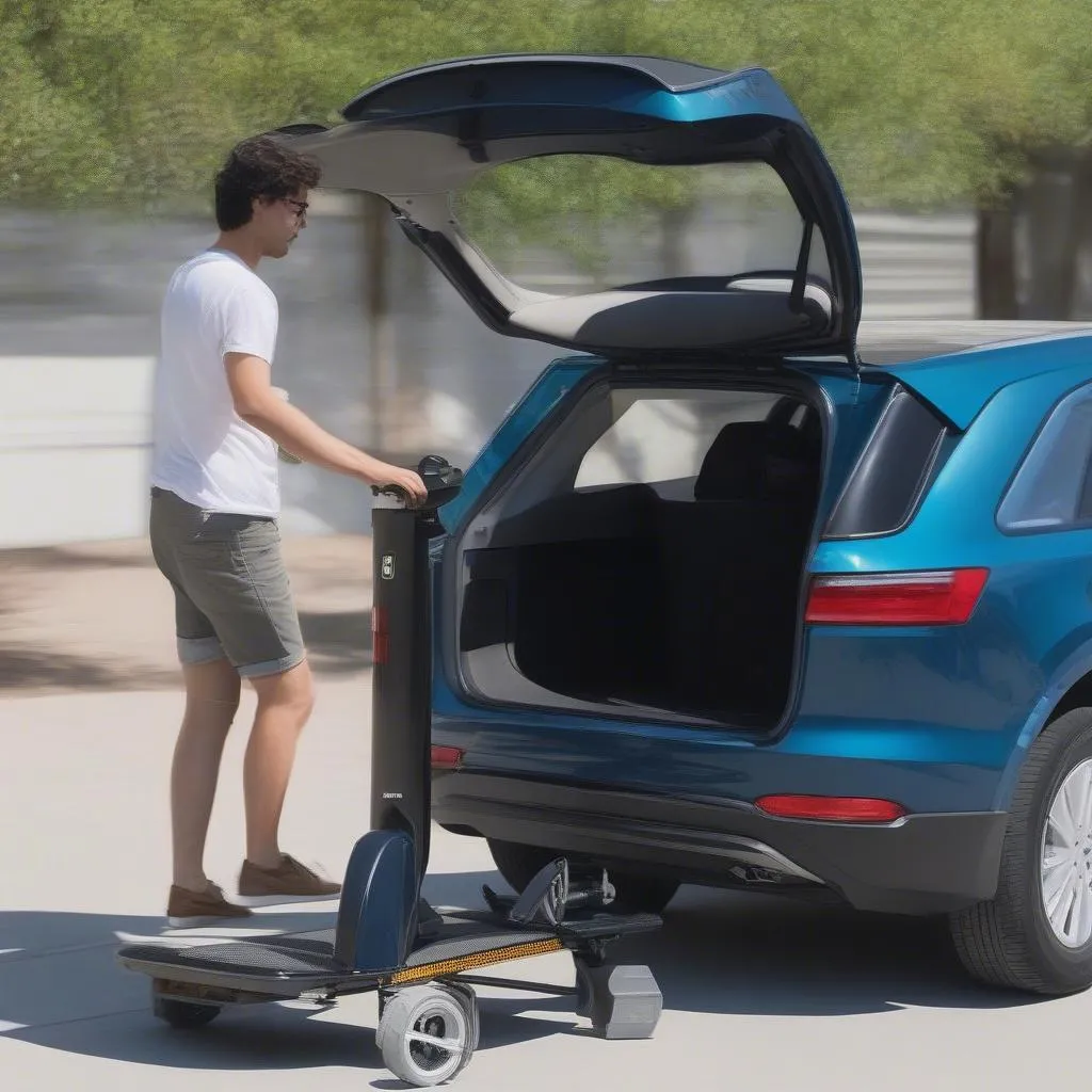 Loading Electric Scooter on Car Carrier