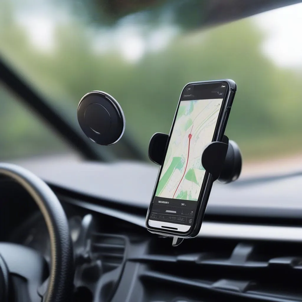 magnetic-phone-holder-attached-to-the-windshield