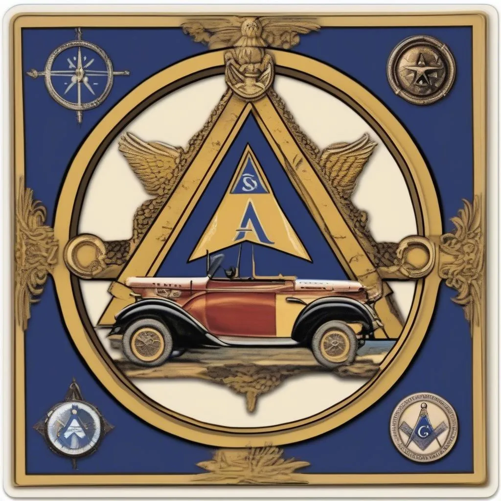 Masonic Car Sticker featuring Compass and Square