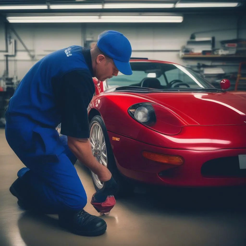 Detailing a car for a shiny finish