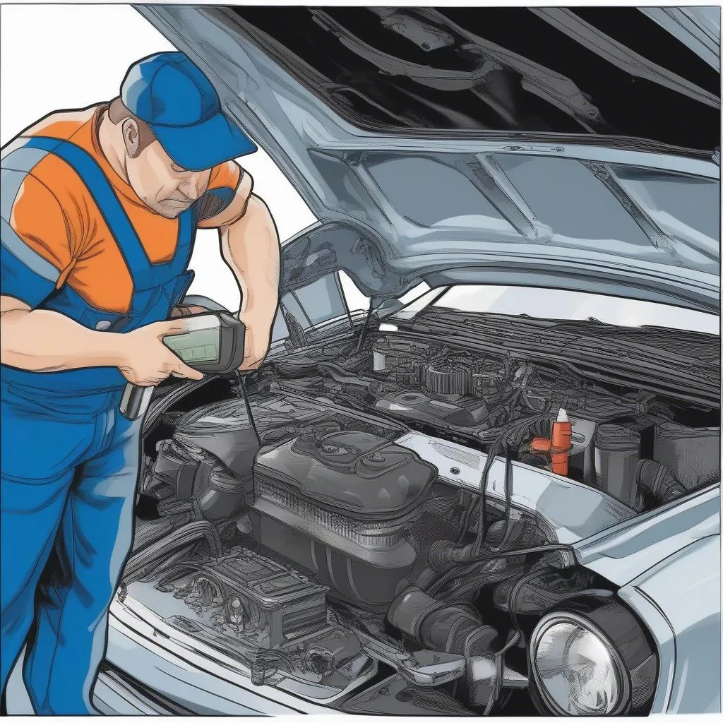 Mechanic Checking Car Engine