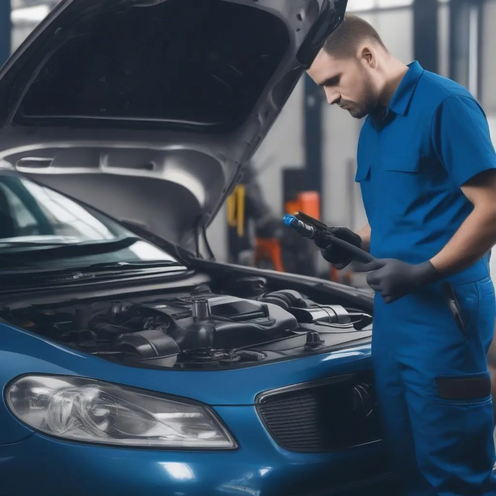 Mechanic Checking Engine