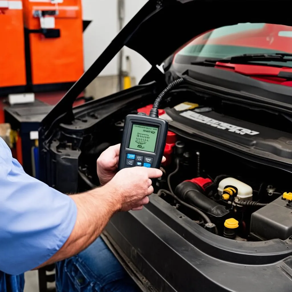 Mechanic Diagnosing OBD Port