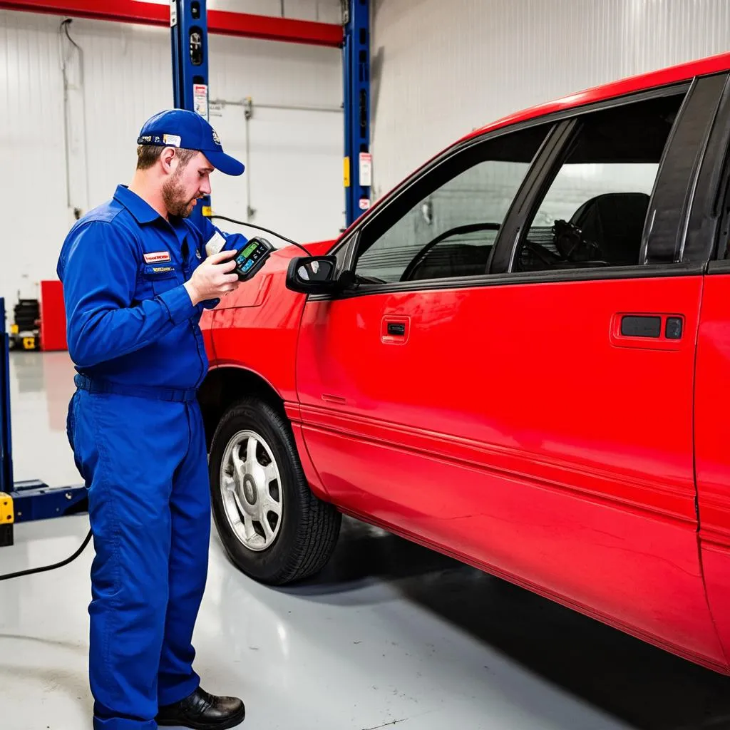 Mechanic Connecting OBD Scanner