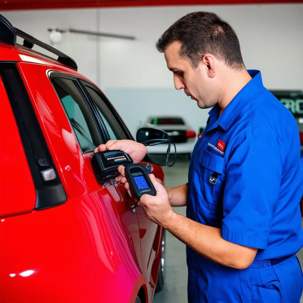 Mechanic Connecting OBD Scanner