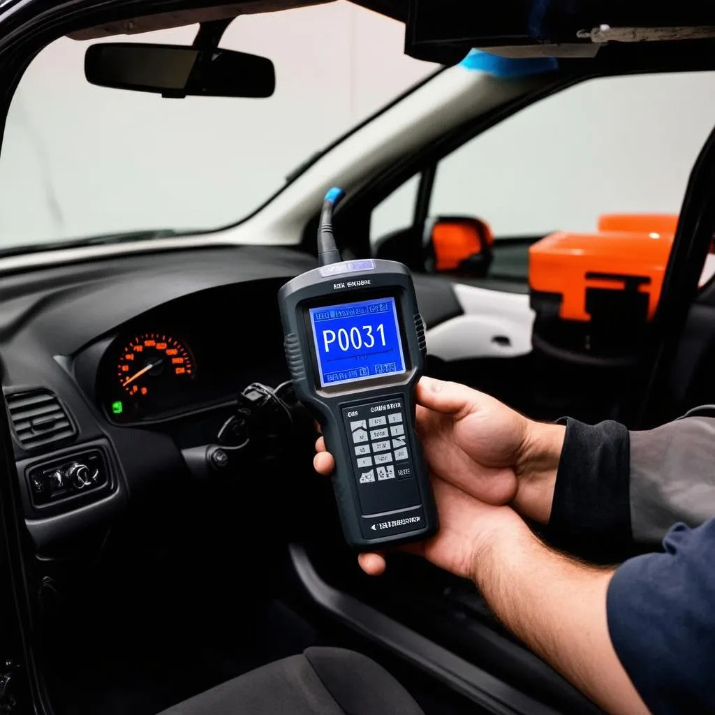 Mechanic Using OBD-II Scanner