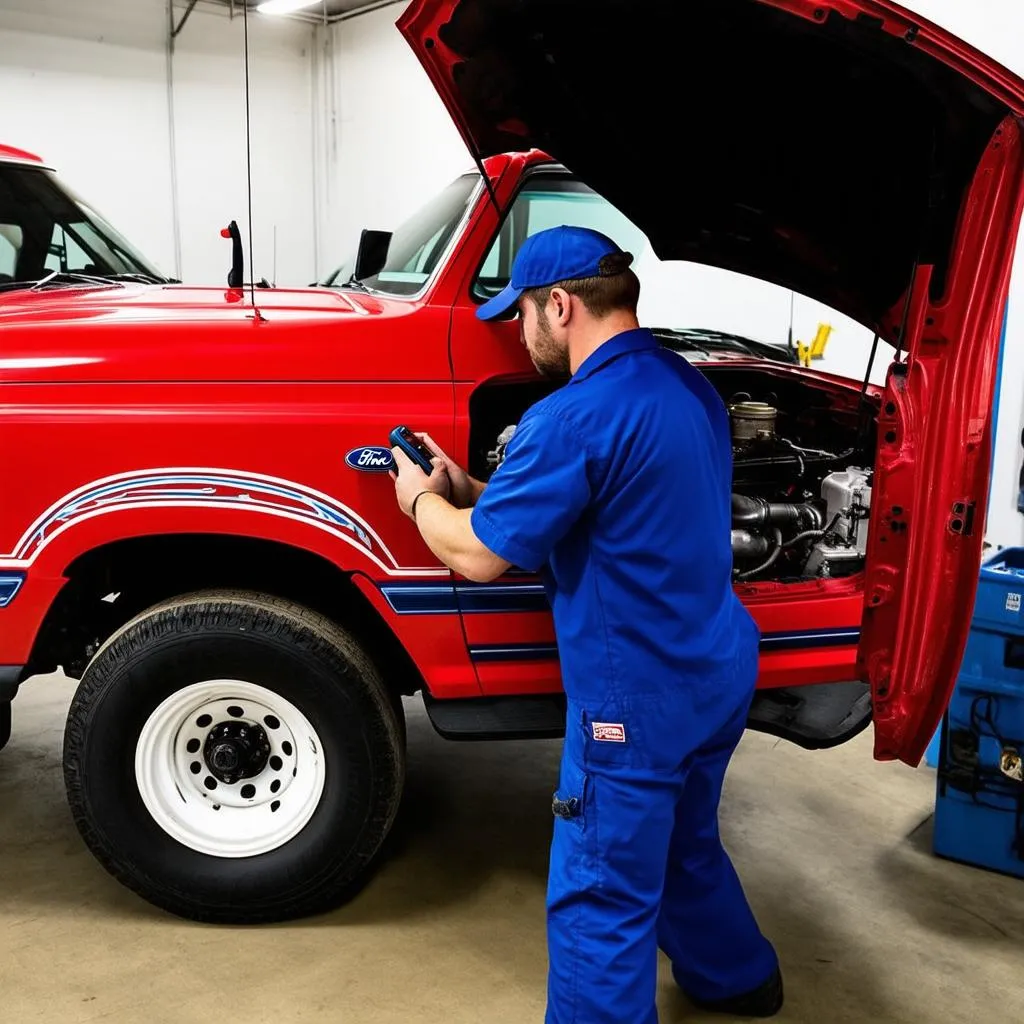 Mechanic Diagnosing Ford Bronco