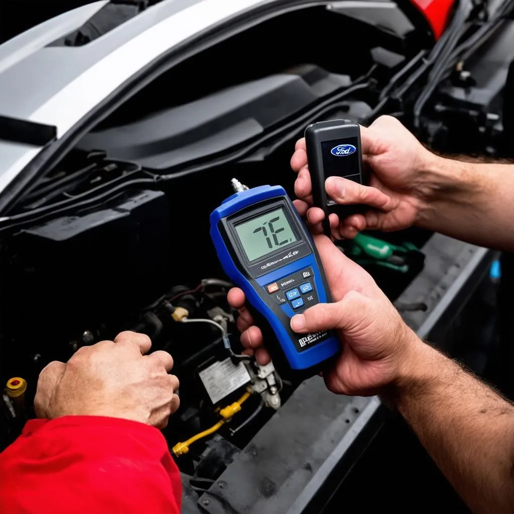 Mechanic Diagnosing Ford Fiesta