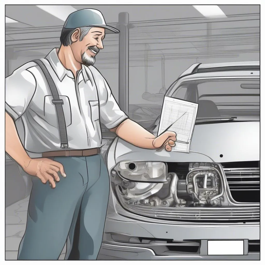 Mechanic explaining repair