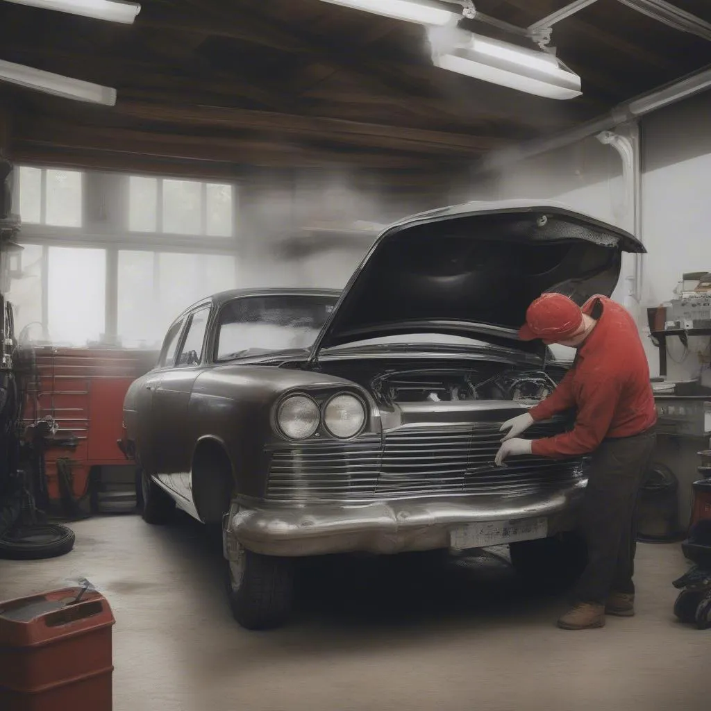 Mechanic Inspecting a Car