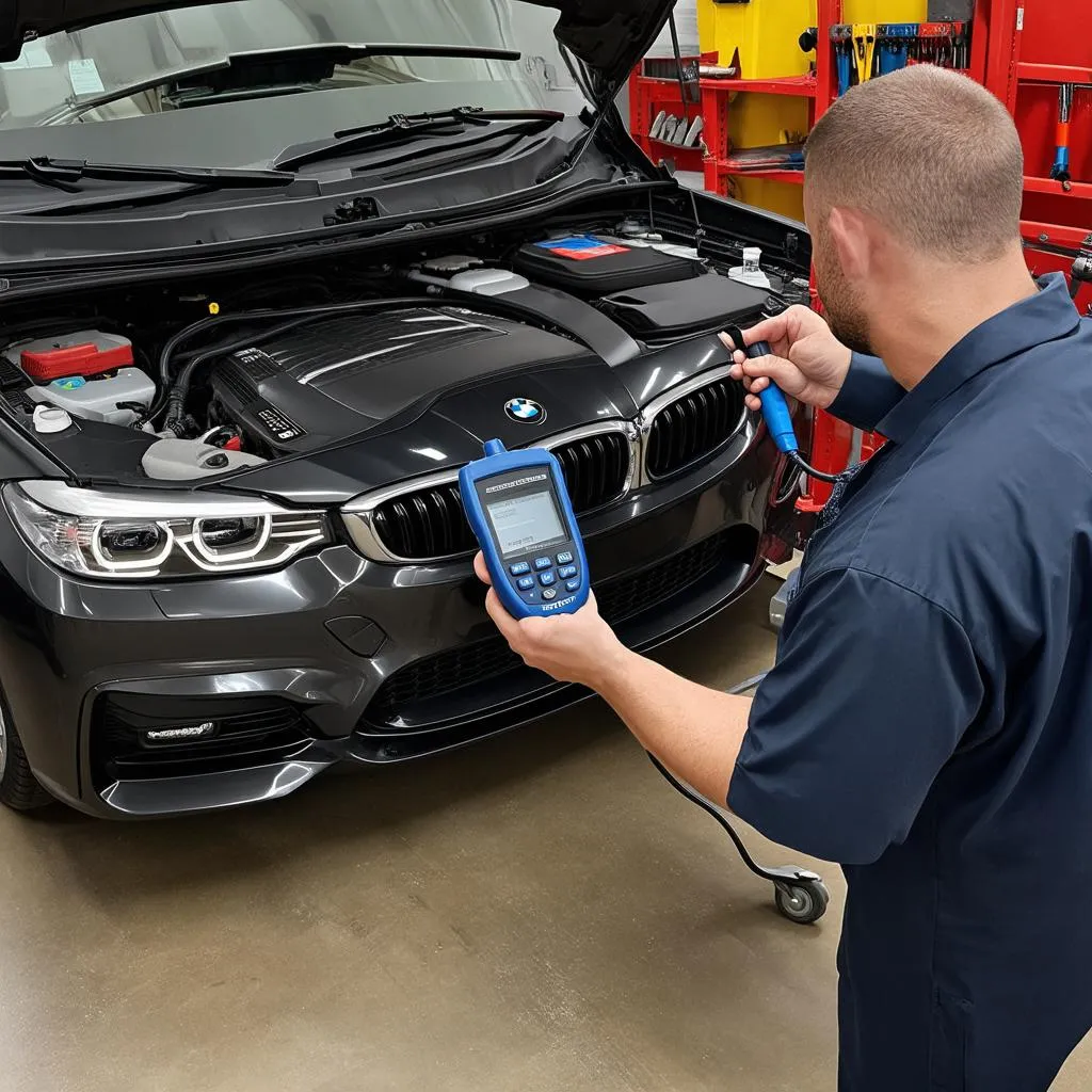 Mechanic inspecting a car