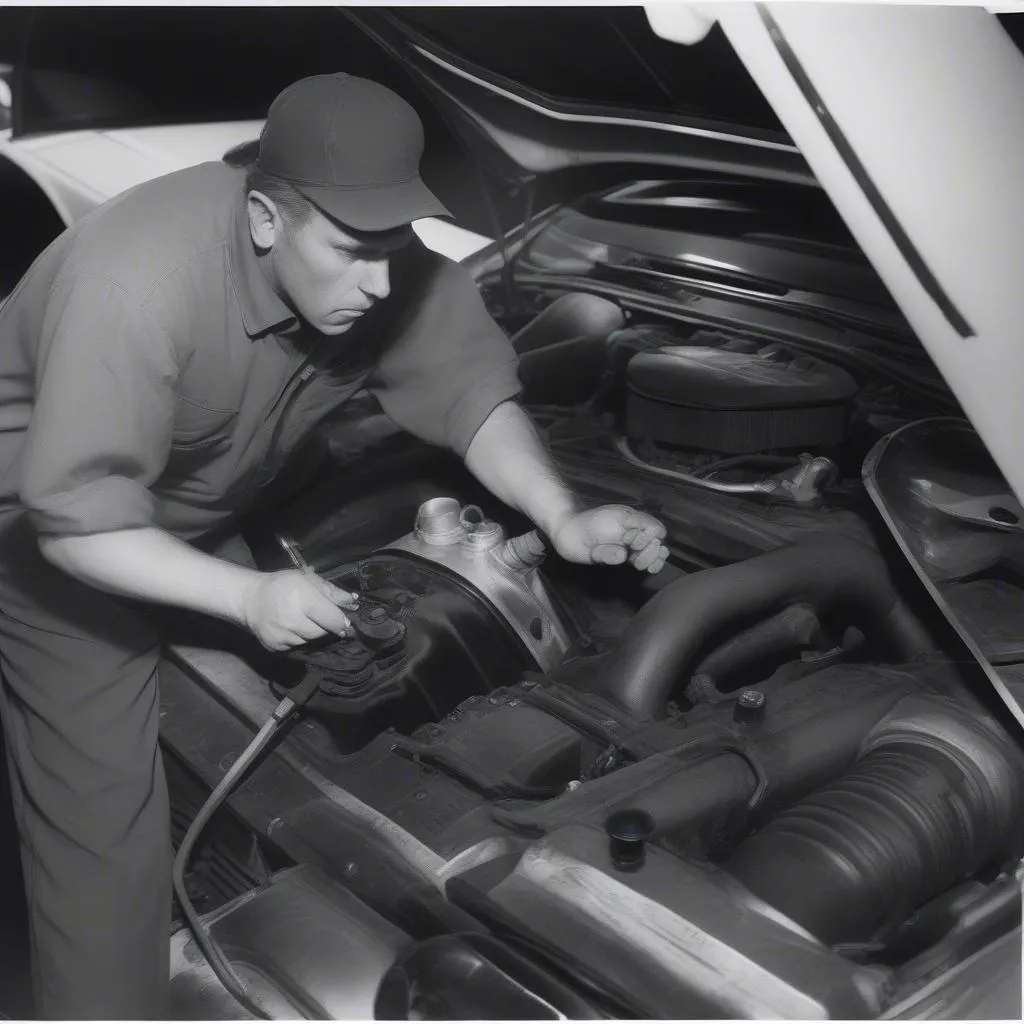 Mechanic Inspecting Car