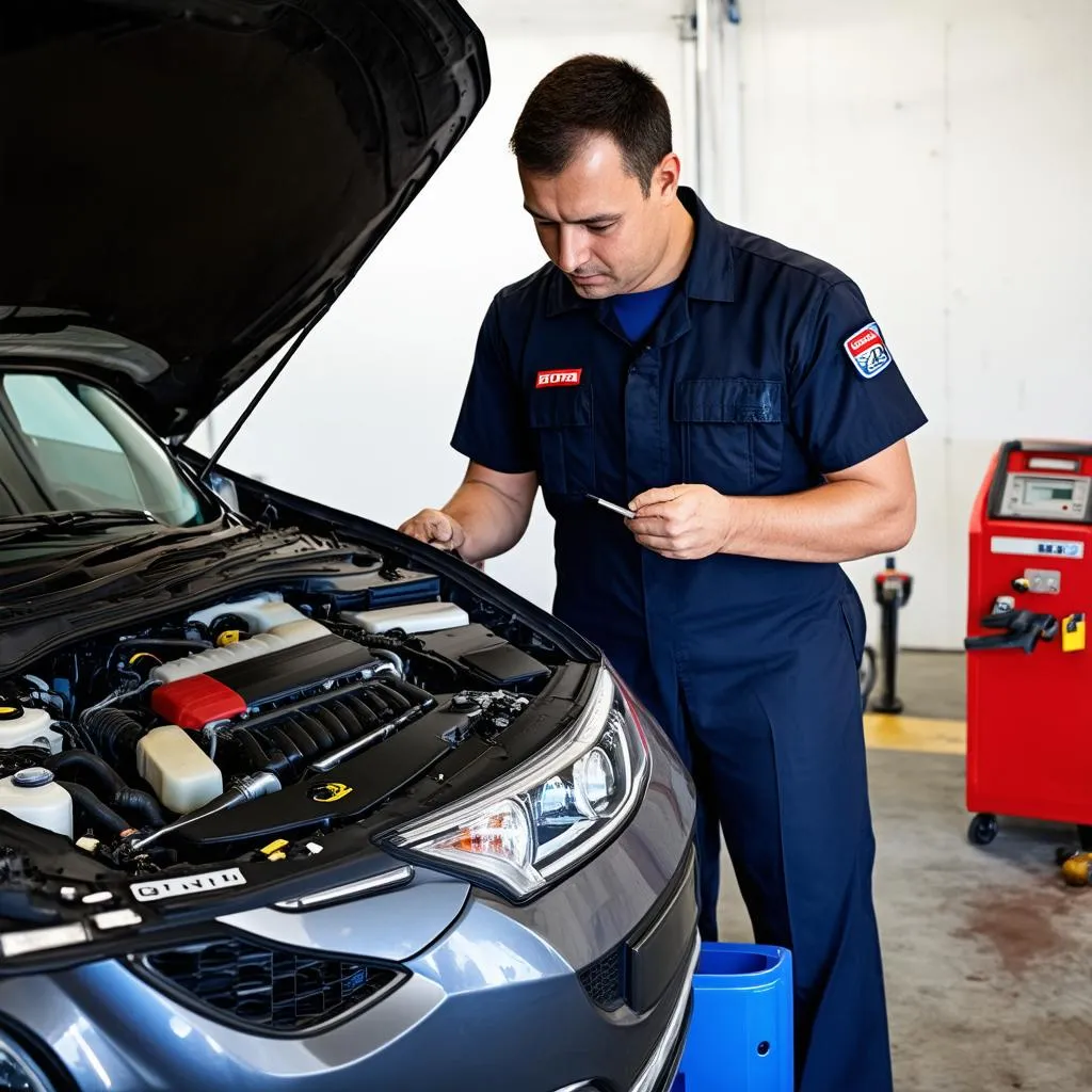 Mechanic Inspecting Used Honda