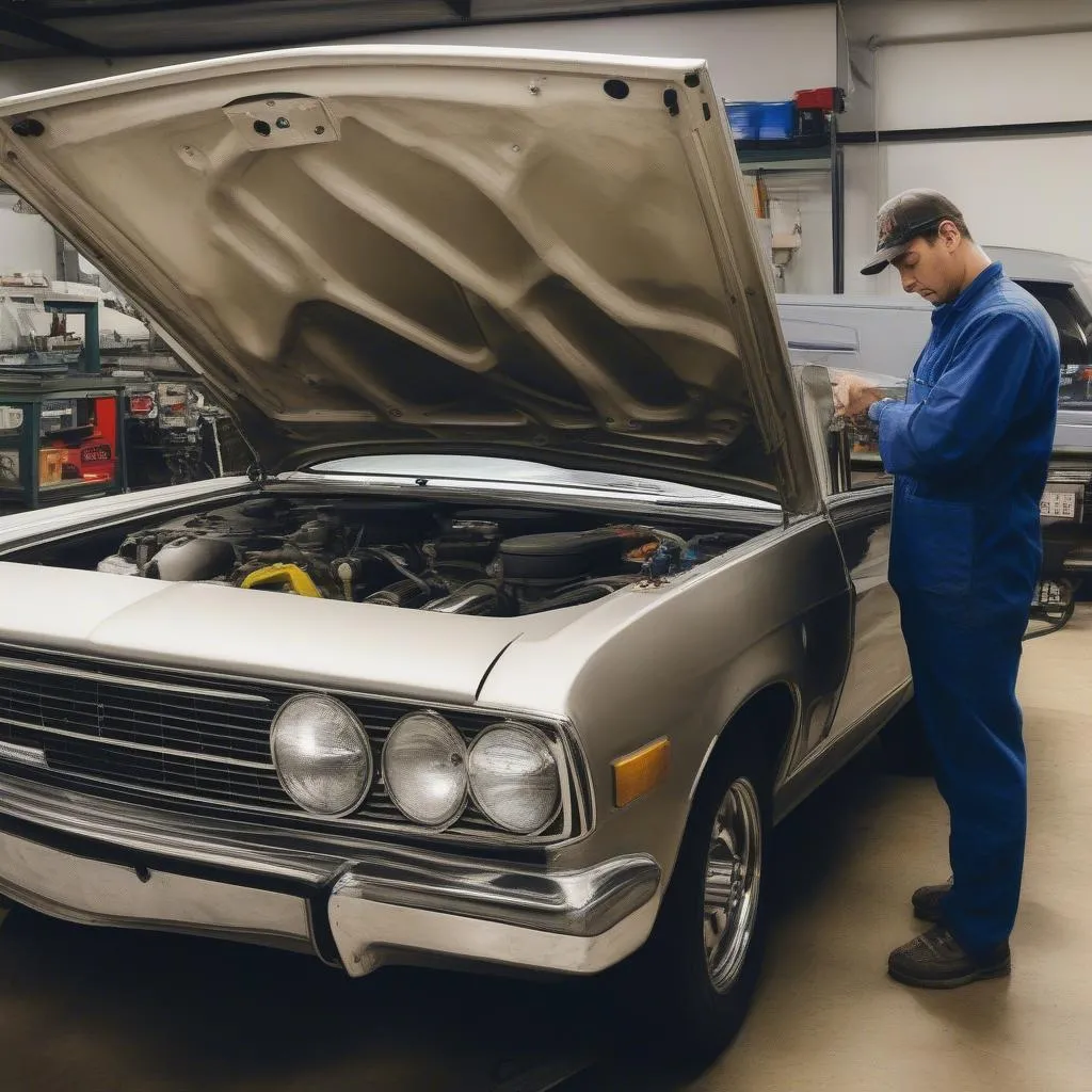 Mechanic Inspecting a Car