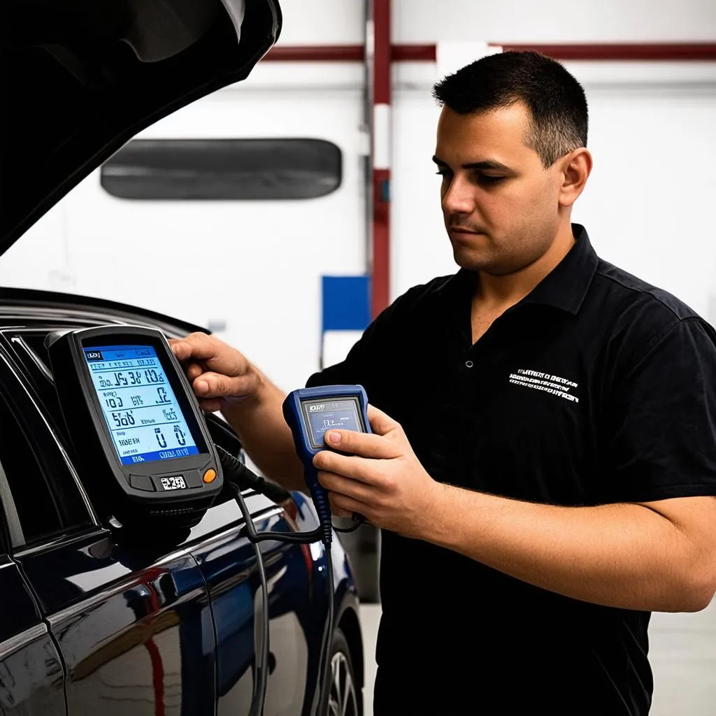 Mechanic Using Diagnostic Tool