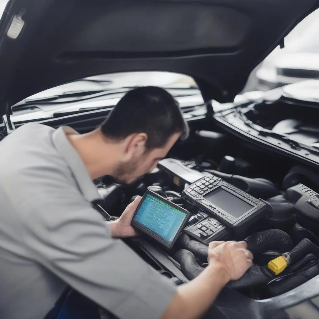 Mechanic Using Diagnostics Tool