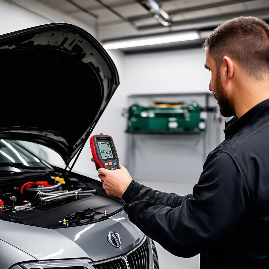 Mechanic Using Digital Dash OBD Scanner