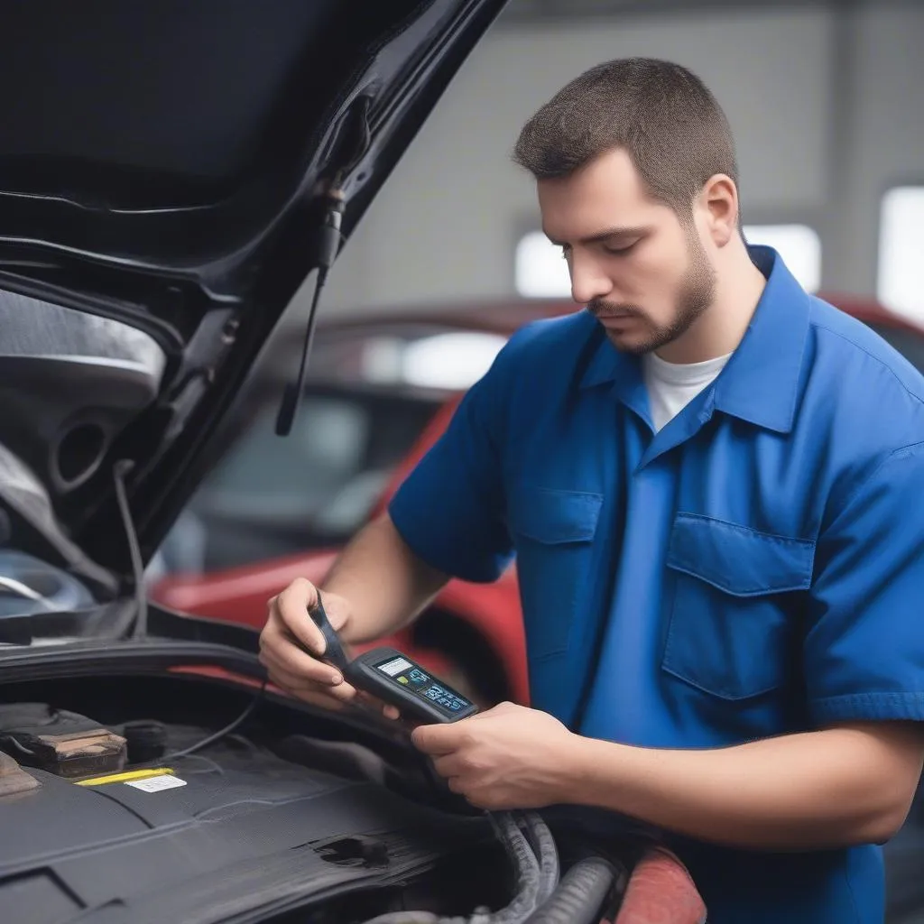 Mechanic Using OBD Code Reader