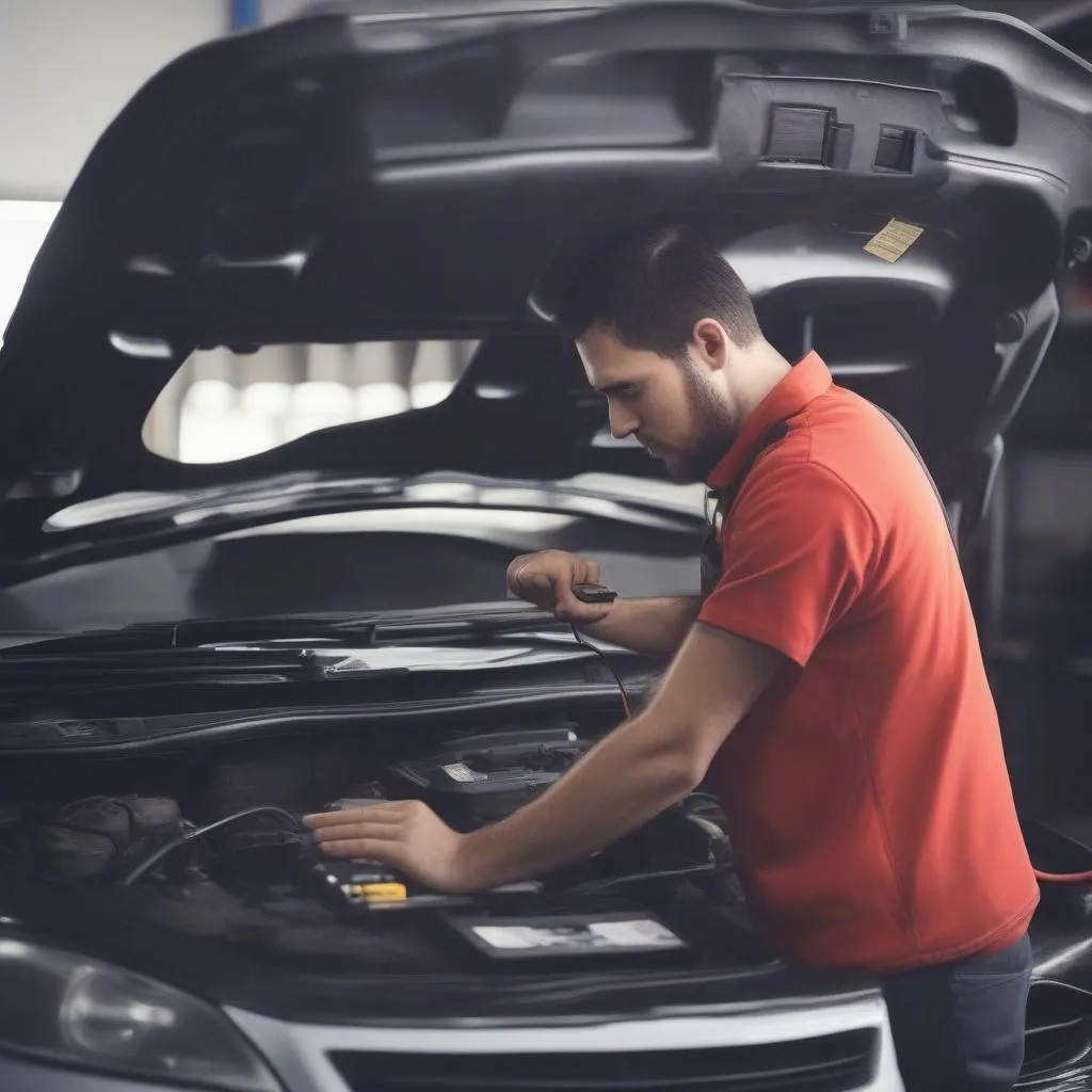 Mechanic Using OBD Scan Tool