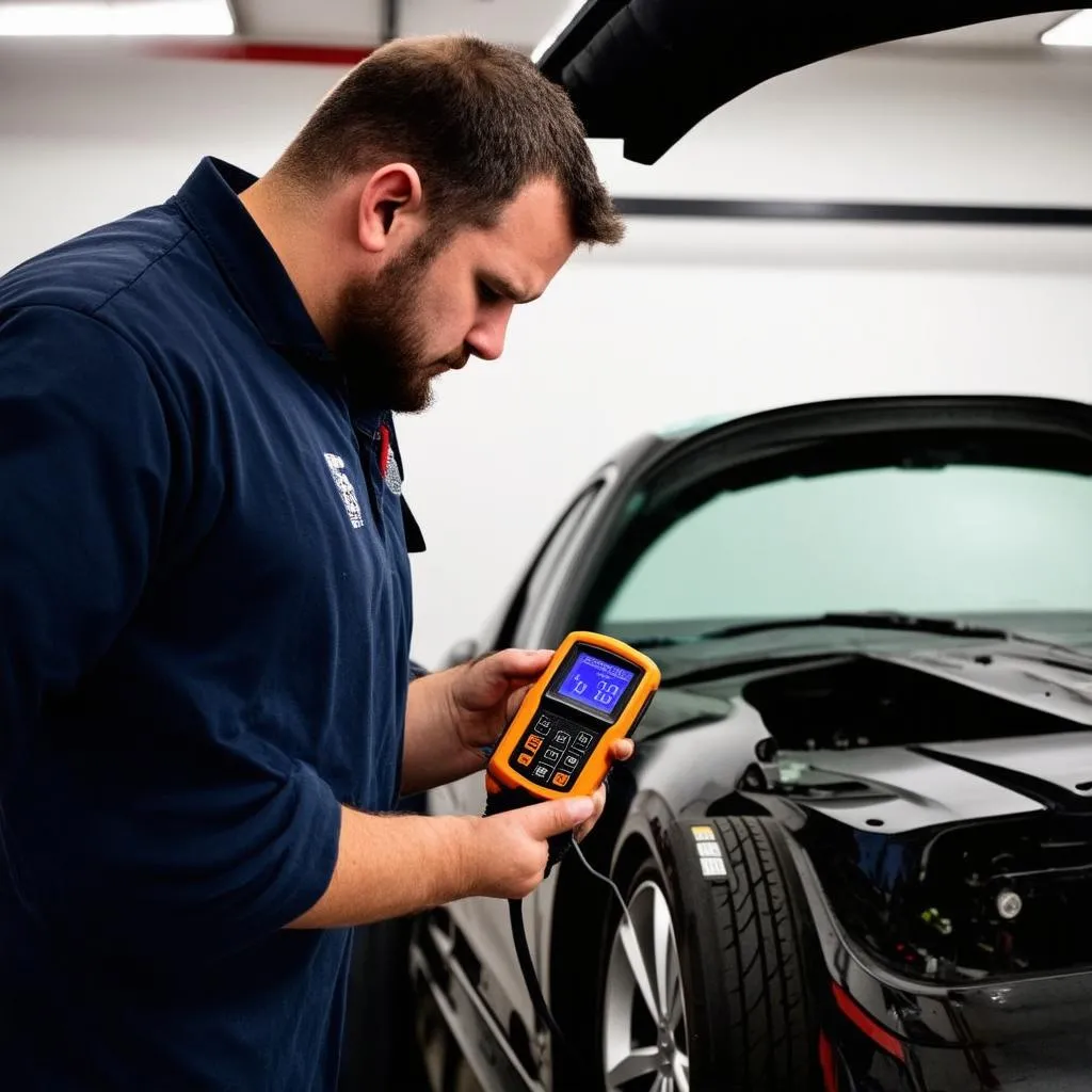 Mechanic with OBD Scanner