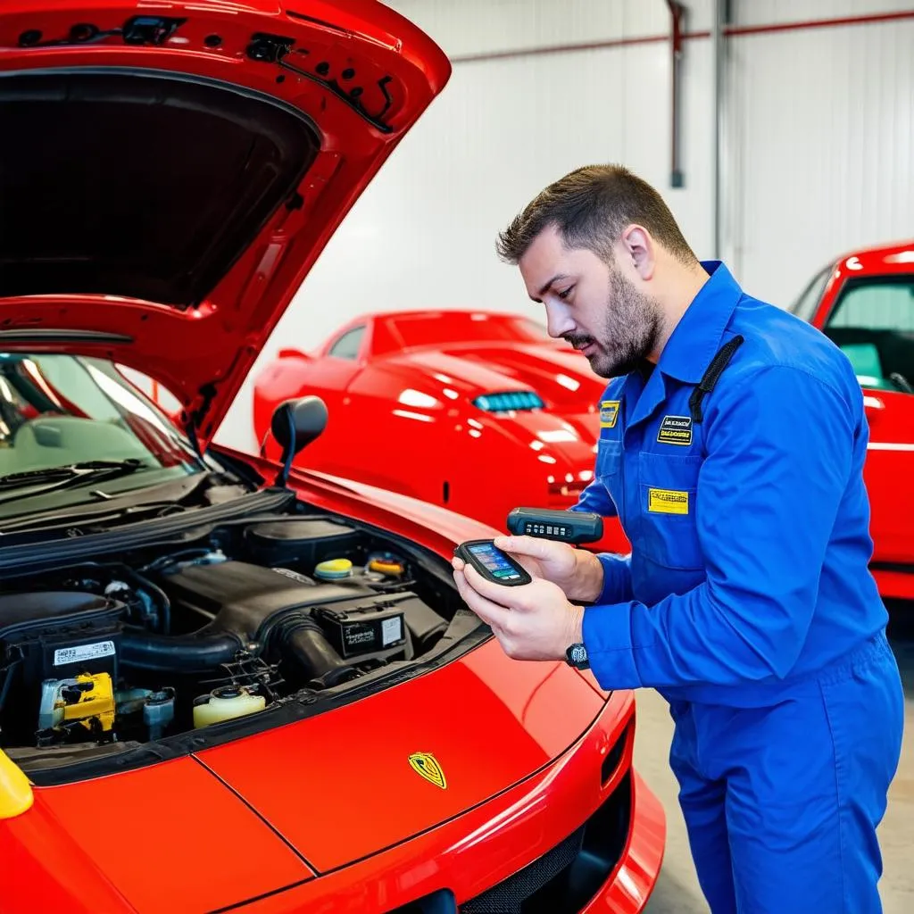 Mechanic using OBD Scanner