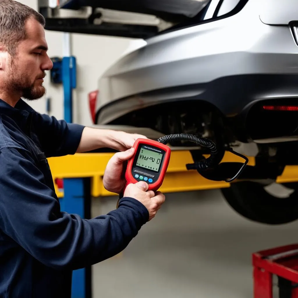 Mechanic Using OBD Scanner