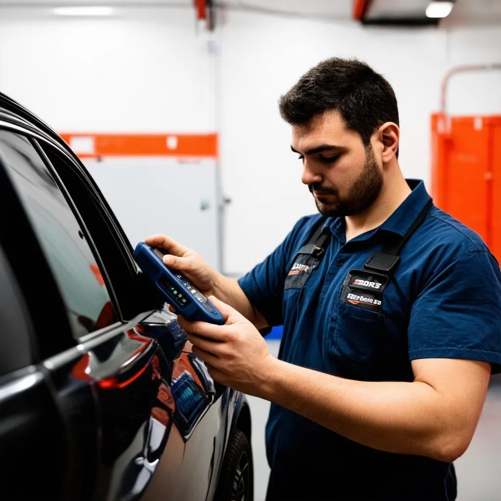 Mechanic Using OBD Scanner