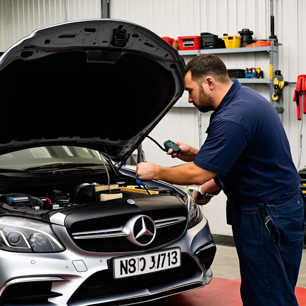 Mechanic using OBD Scanner